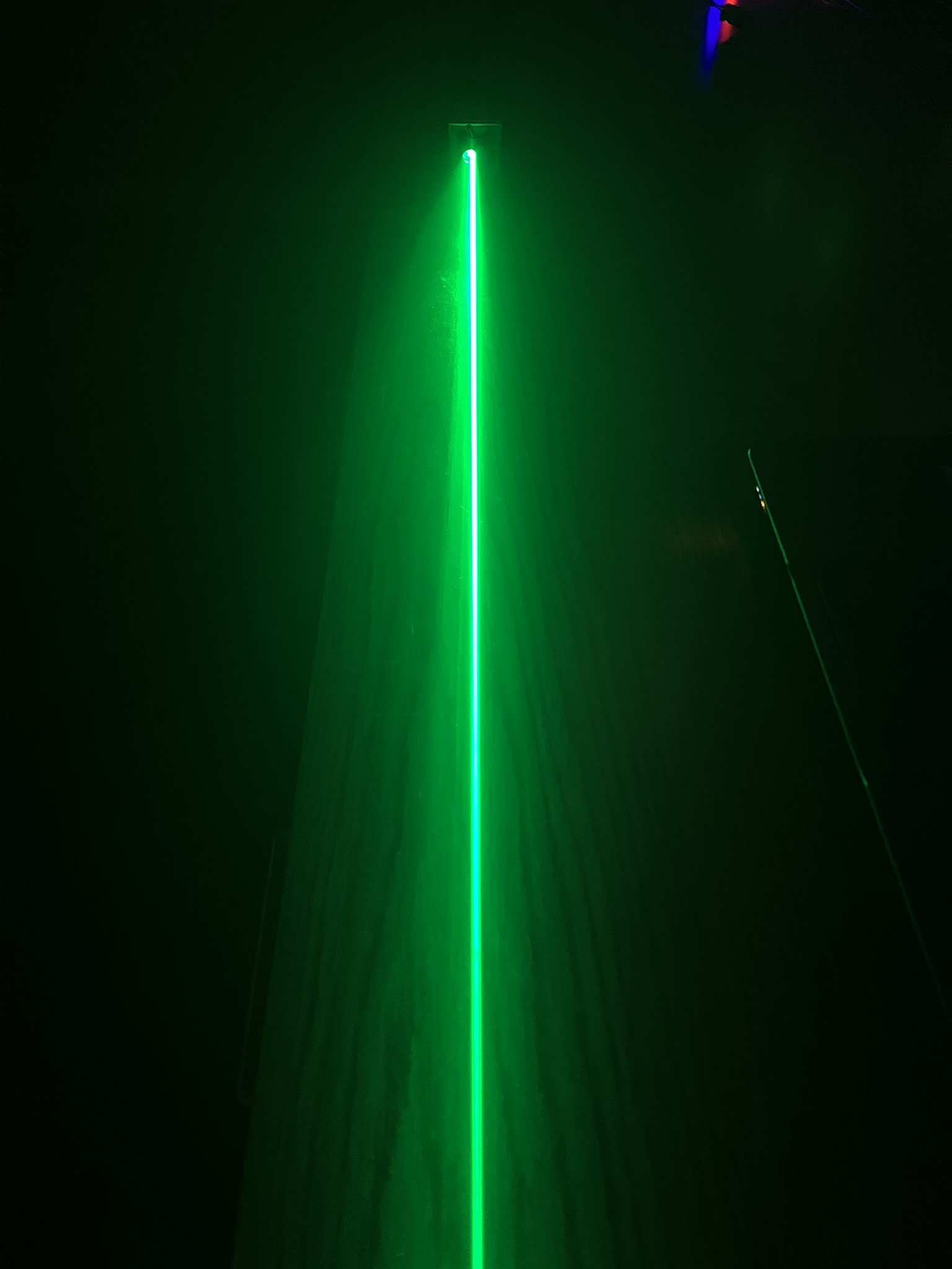 Bright green laser beam