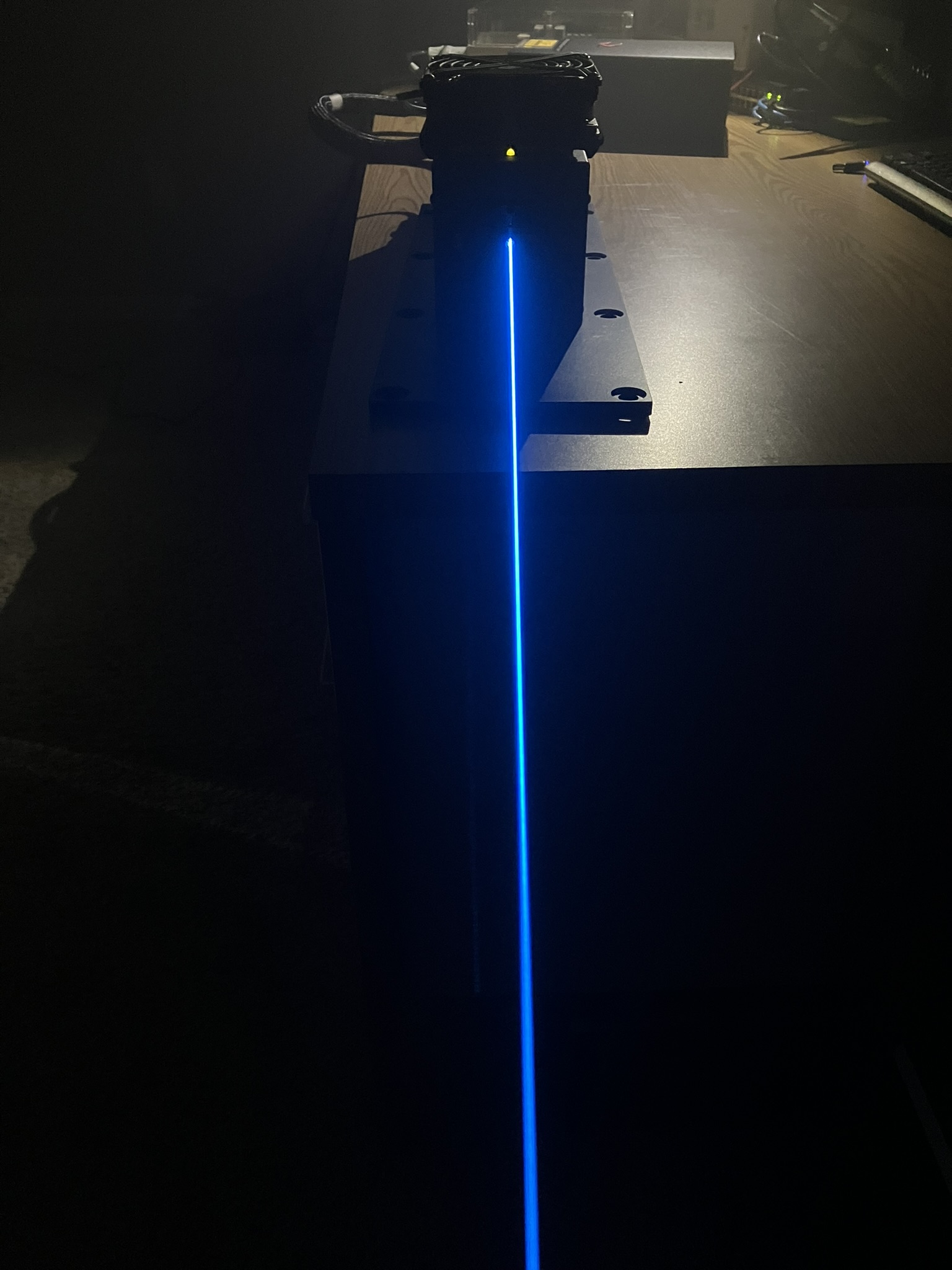 direct beam shot with fog for visual effect