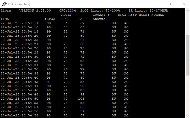 PuTTY serial terminal screenshot