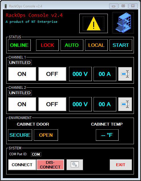 Screenshot of RackOPS control software